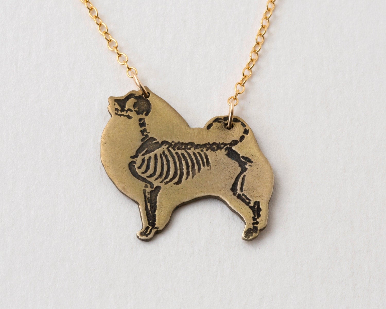 Pomeranian Necklace Dog Necklace Skeleton Necklace