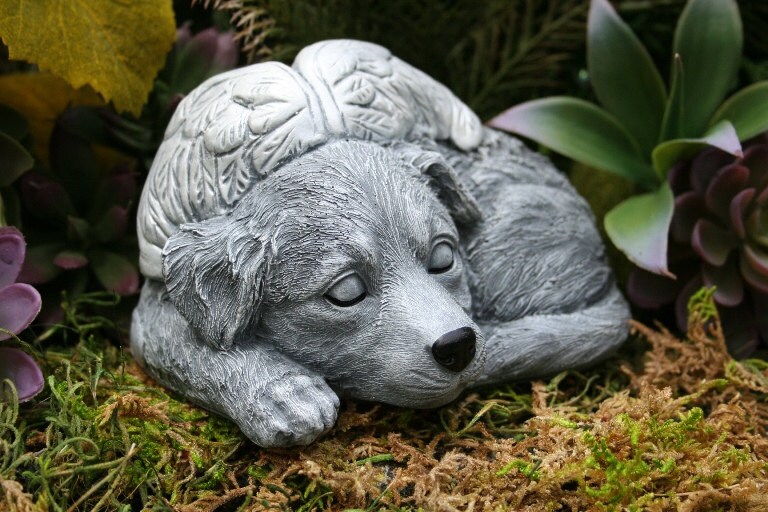 Angel Dog Memorial Golden Retriever Concrete Statue Angel