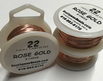 22 gauge Rose Gold Non Tarnish Copper Craft Wire 8 yards Made in USA