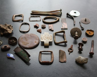 Vintage Scrap Destash for Assemblage, Found Items, Rusty Metal, Brass, Iron, Steampunk Supply, Jewelry Supply, Sculpture Supply, Altered Art