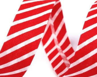Czech Republic 5 Yards Cotton Single Fold Bias Binding Tape 14mm Red Stripe