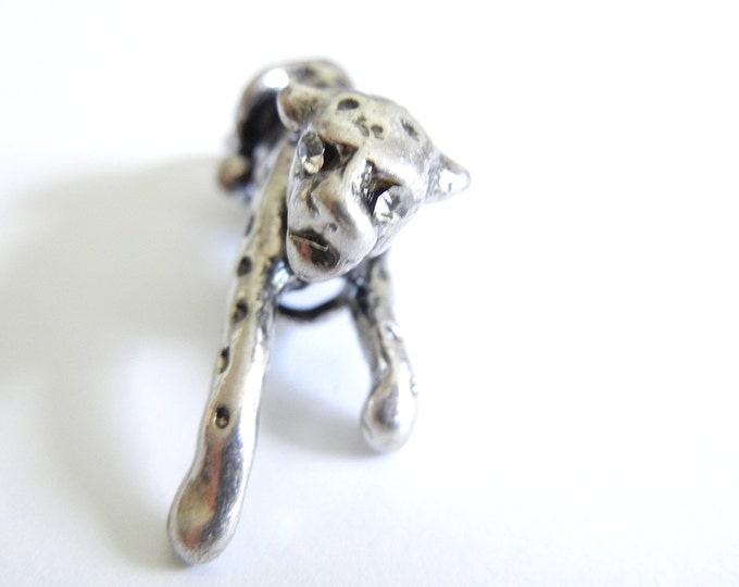 Silver-tone Jaguar Tube Charm