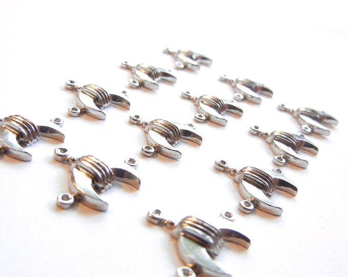 12 or 6 Pairs of Horn Shaped Tribal 3 Link Findings Silver-tone