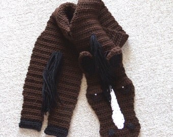 Crochet Horse Scarf, Bay Horse Scarf, Horse Lover Gift