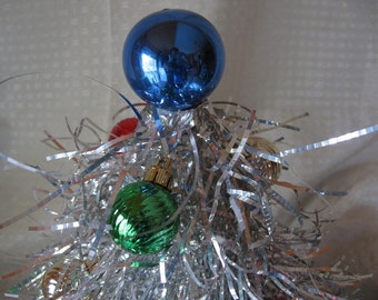 Vintage Handmade Aluminum Table Top Tinsel Tree