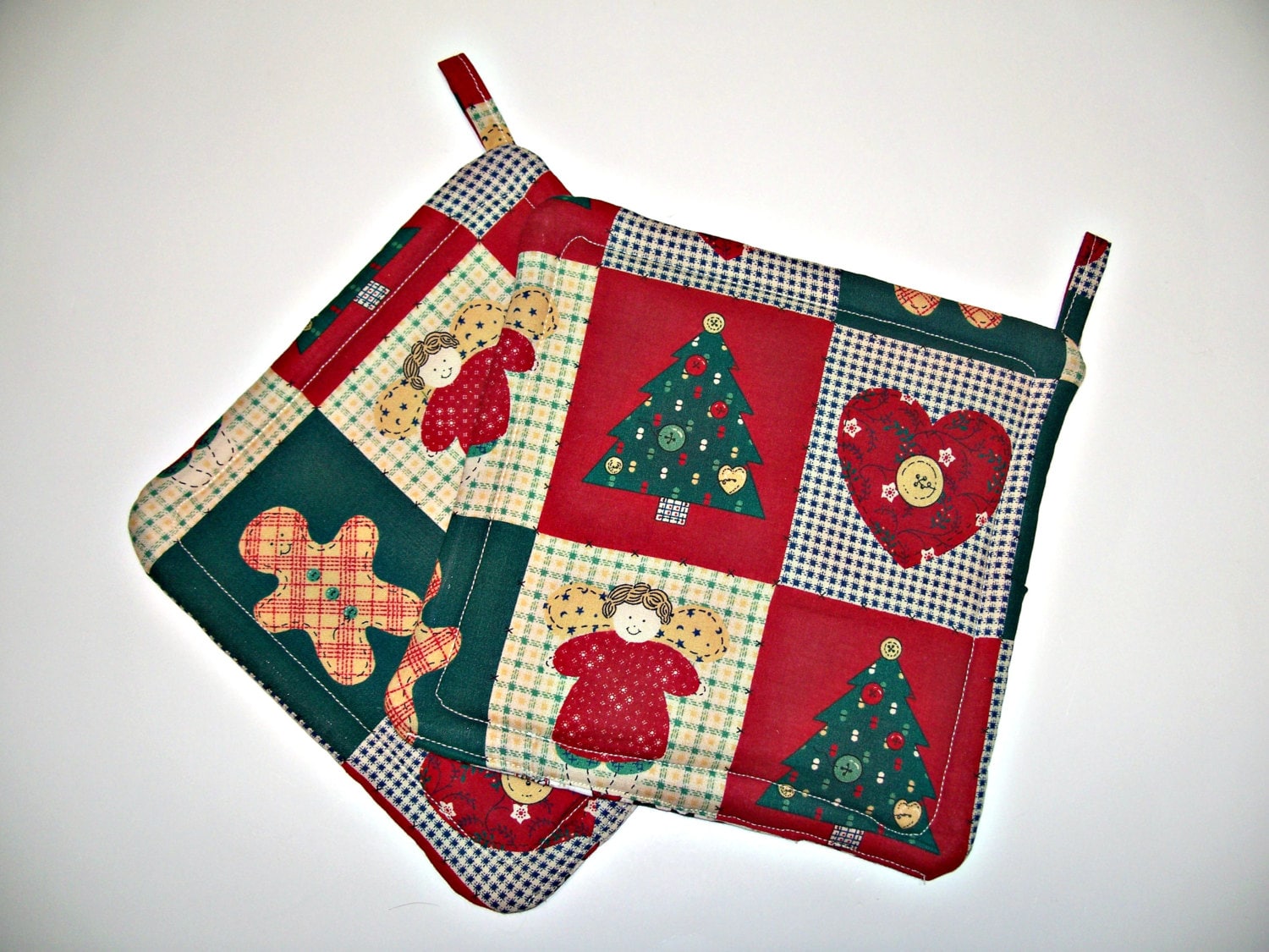 Christmas Pot Holders Set of 2 Trivet Hot Pad by Bonbonsandmore