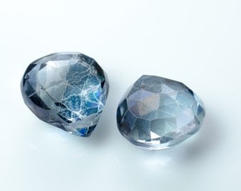 Blue Quartz Faceted Briolette Heart Beads