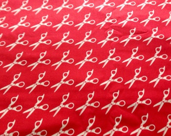 SALE. 1 Yard Moda Momo Wonderland Snip Snip scissors in Tomato