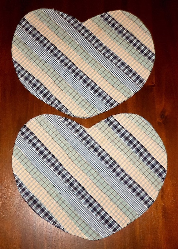 Rustic Placemats Heart Shaped Blue Homespun by entirelyhomemade