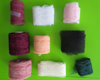 Lace 3 to 4 Inch Wide Scalloped Flat in Your Choice of 9 Colors