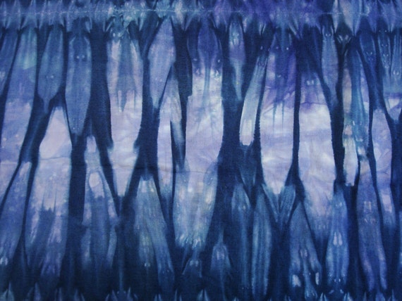 Blue Shibori Fabric Purple Hand Dyed Cotton by JacksonFabricArts
