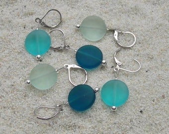 Sea Glass Crochet Stitch Markers - Knitting Stitch Markers - Removable Stitch Markers - 15mm teal turquoise green beach glass - set of 6