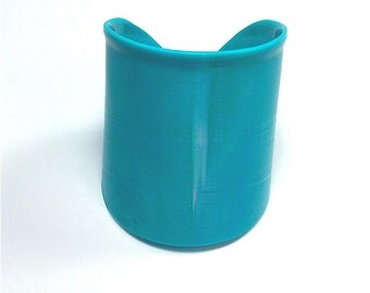 Vinyl Record Wrist Cuff Rare Marble Colored Turquoise Blue and White Size Small