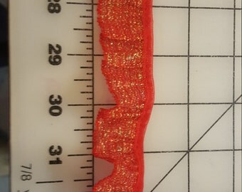 Red with Metallic Gold AB Highlights Lace over 3yd