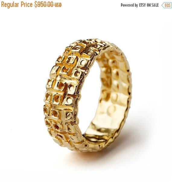 HOLIDAYS SALE  MAJESTIC Gold  Wedding  Ring  14k Yellow  by arosha