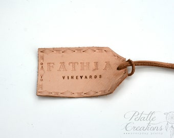 Leather Luggage Tag, Mudroom Storage Tags, Custom Embossed Tags, Leather Labels, Custom Leather Labels