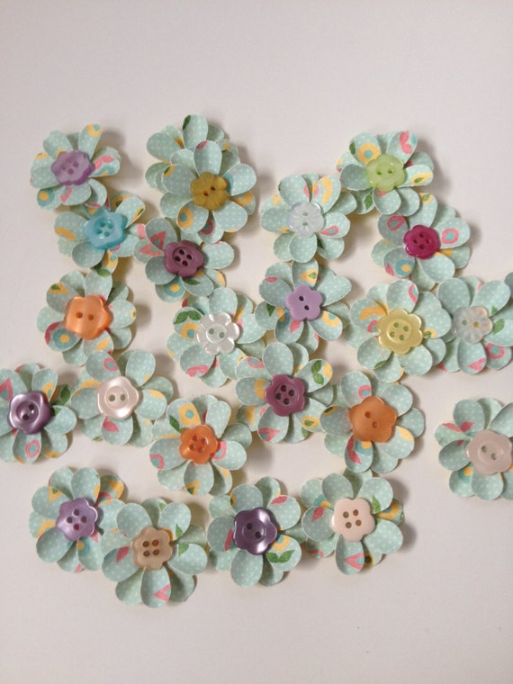 Paper Flower Embellishments with Buttons