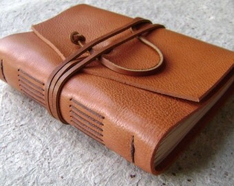 Leather journal, rustic orange, 4" x 6", handmade journal by Dancing Grey Studio(2079)
