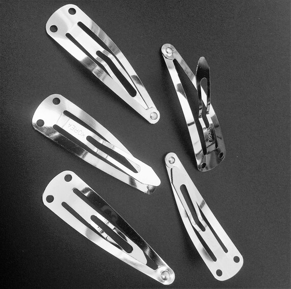 50 pcs of 50mm Metal Hair Snap Clips with Sew On Holes