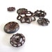 SALE PRICED 7 vintage faucet handles Brown valve handles Rustic knobs Water knobs Spigot handles Garden faucet knobs Rust knob Six knob 603