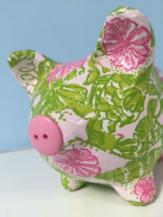 Lilly Pulitzer Chum Bucket Decoupage Piggy Bank