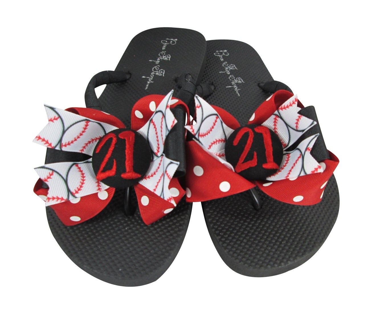 Baseball Flip Flops wth personalized Number and Team Colors