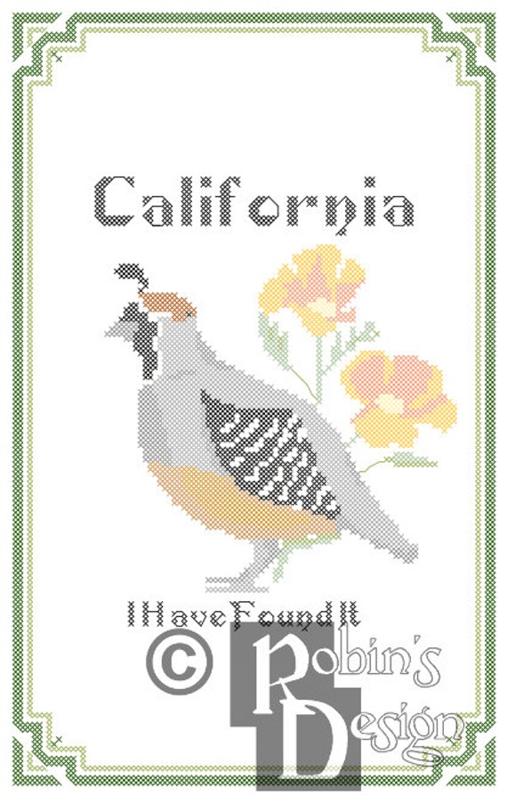 California State Bird Flower and Motto Cross by robinsdesign