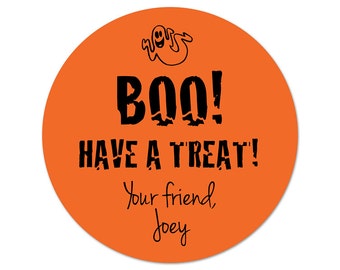 Personalized Halloween Stickers - Custom Favor Labels - Goody Bag Stickers - Candy Bag Labels - Trick or Treat Favors - Boo!