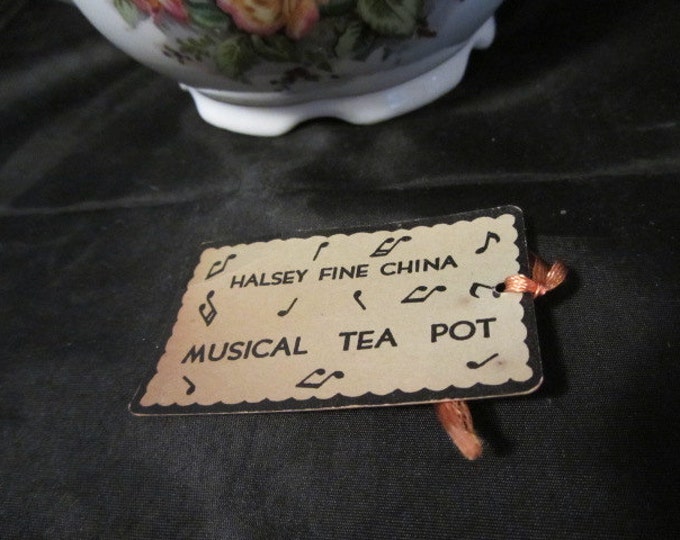Vintage Halsey Fine China Musical Tea Pot, Rose Musical Tea Pot, Home Decor, Plays Tea For Two