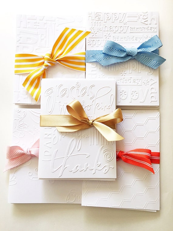 Embossed Thank You Cards. White Embossed Thank You Note Cards.