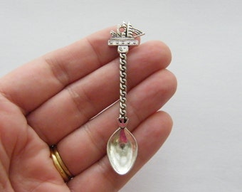 2 Spoon pendants antique silver tone FD193