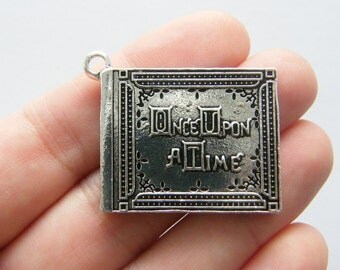 1 Once upon a time book charms antique silver tone PT83