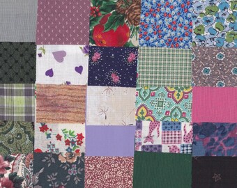 Fabric Precut 3 Inch Squares - 50 Pieces - Cotton Material 4 Charm Quilting, Scrapbooking, Miniature Projects, Inventory # A - 50