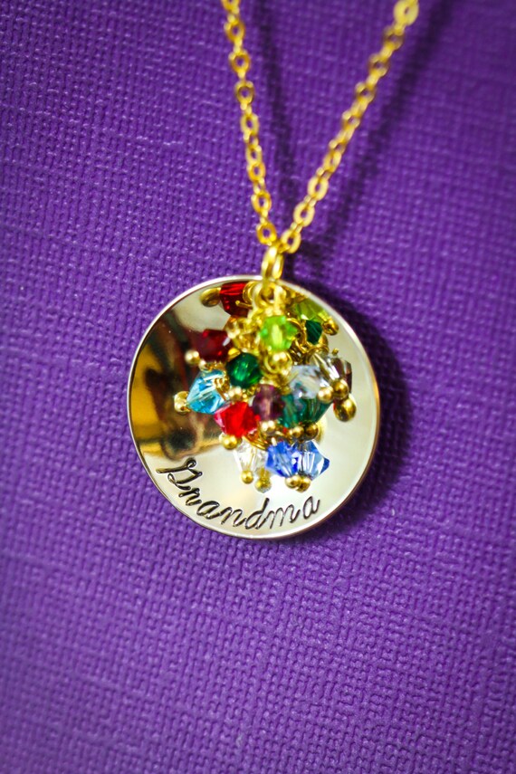 Personalized Grandma Gift Grandmother Necklace Gold