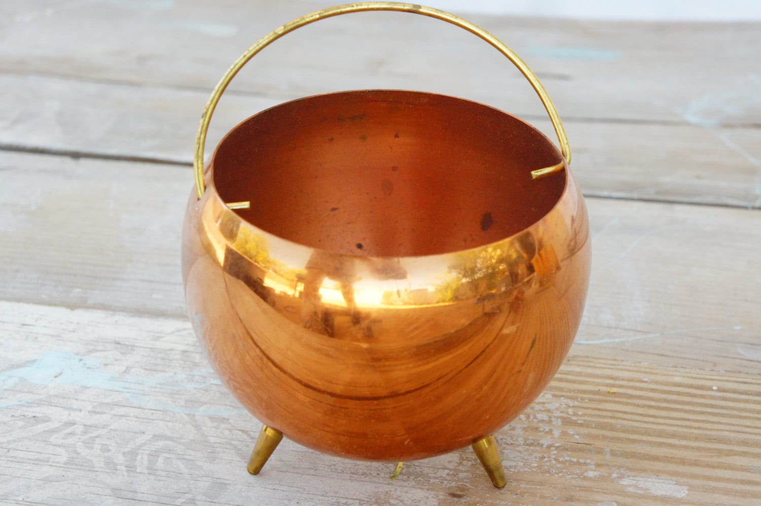 Vintage 60s 70s Small Copper Pot  With Feet By Coppercraft