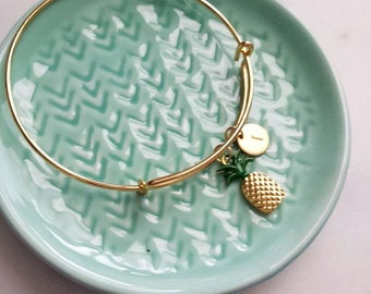 Personalized pineapple bangle, fun modern jewelry