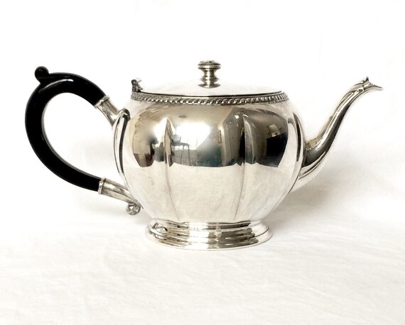 Silver Plate Teapot Wm A Rogers Round French Chic Teapot