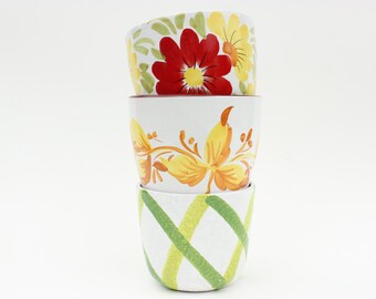 Vintage Italian Pottery Planters - Set of Three Mid Century Art Pottery Potted Plant Containers - An Instant Collection
