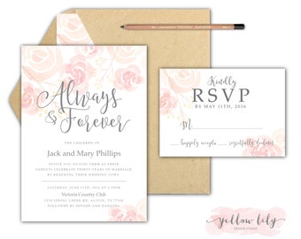 Vow Renewal Wedding Invitation- Floral / Vow Renewal / Marriage / Pastels / Simple