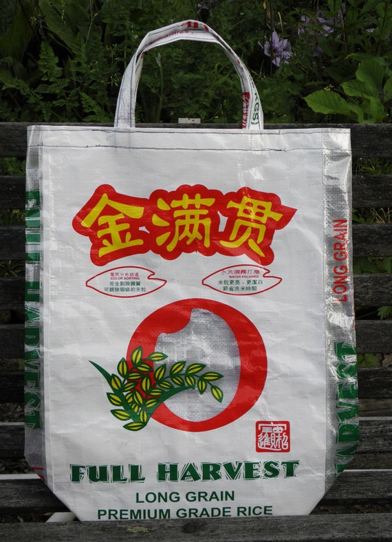 VALUE PRICED Repurposed Chinese Rice Bag Tote Long or by rmaryb