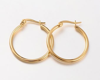 2pcs / 12pcs Gold Hoop Earring Findings - 1inch 1 inch Hoop Findings - Leverback Hoops -Gold Plated Round Hoop Ear Wires Wholesale Gold Hoop