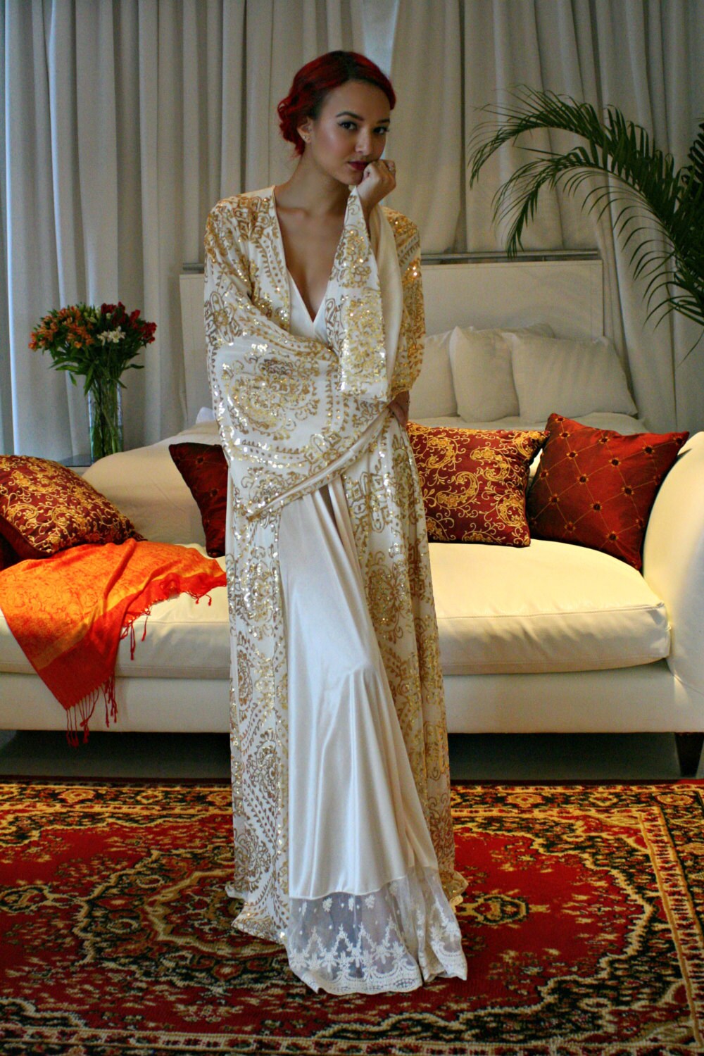 ONLY ONE LEFT Gold Sequin Bridal Robe Gilded by SarafinaDreams