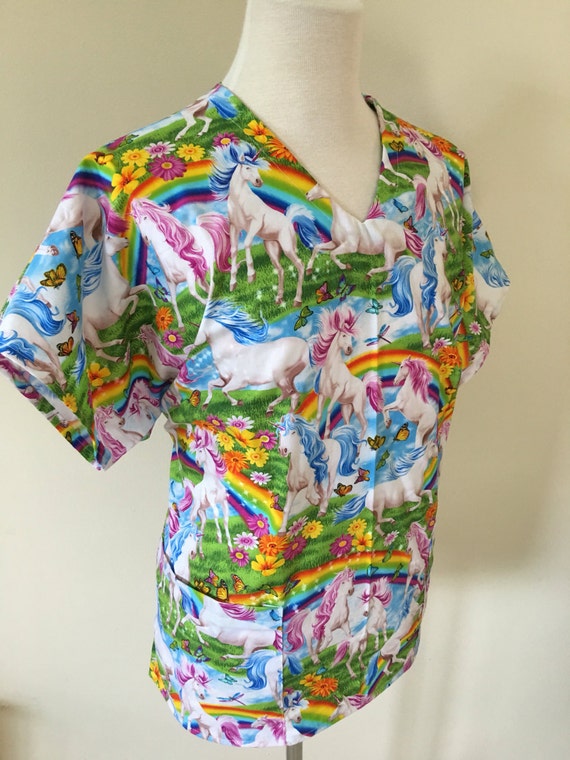 Unicorn scrub top rainbow unicorn medical pediatric