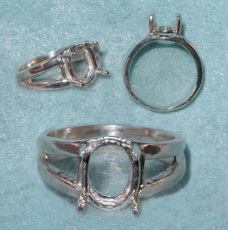 10x8 Oval Split Ring Setting SIZE 6 Sterling Silver ring