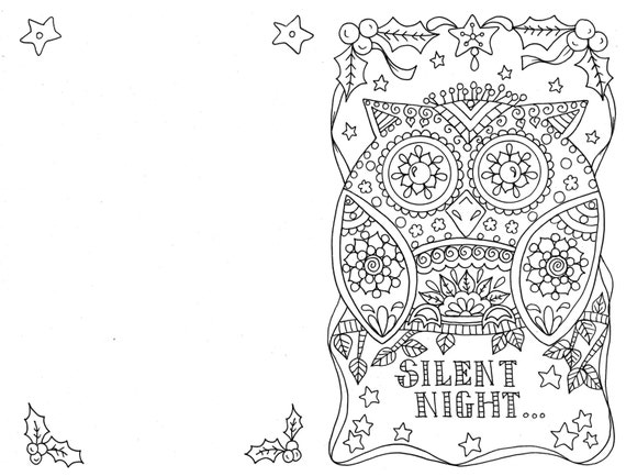 4 Cards to Color Owl Christmas Cards You be the by ChubbyMermaid