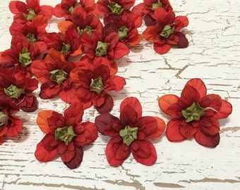 20 RED Delphinium Buds - 2 Inches - Artificial Flowers