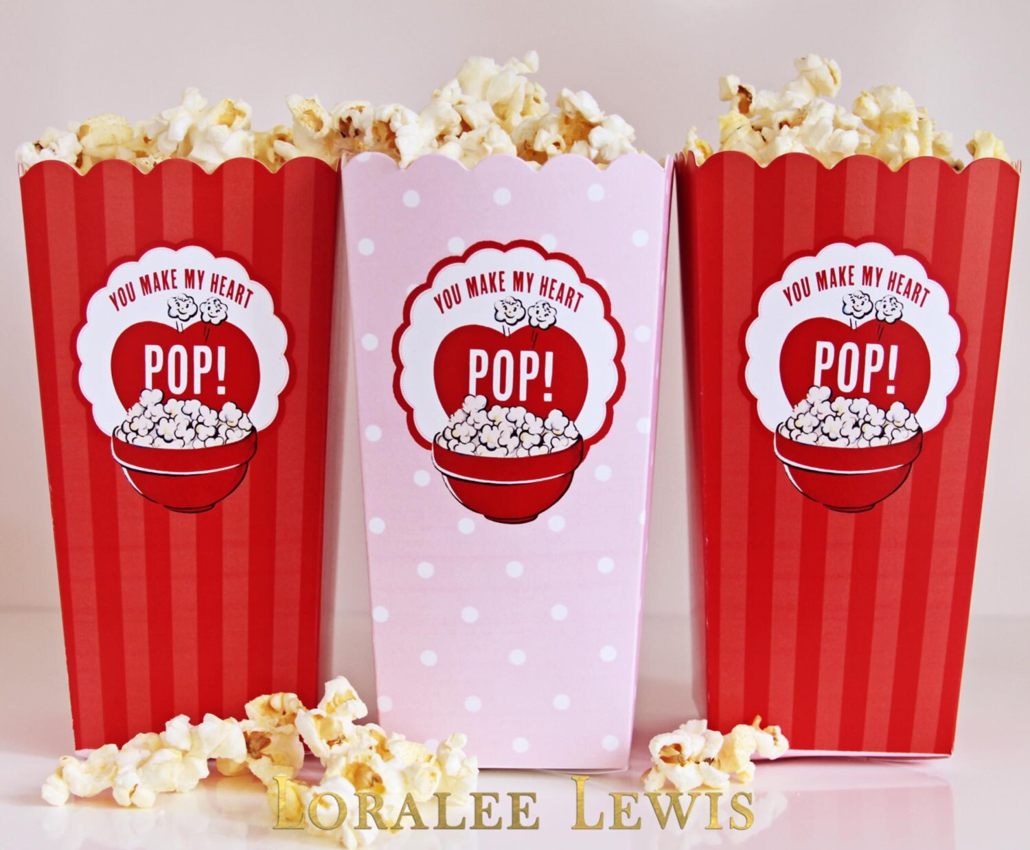 Vintage Valentine Popcorn Boxes by Loralee Lewis