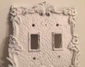 Switch Plates/ Cast Iron Light Switch Plates/ Shabby Chic Plates/ Set of Two/ Wall Decor/ Home and Garden Decor