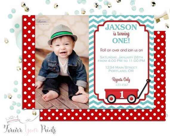 Red Wagon Invitation, Boys Birthday Invitation, Red Wagon Birthday Invitation, Red Wagon Party, Little Red Wagon Invitation, Boys Party Il_570xn