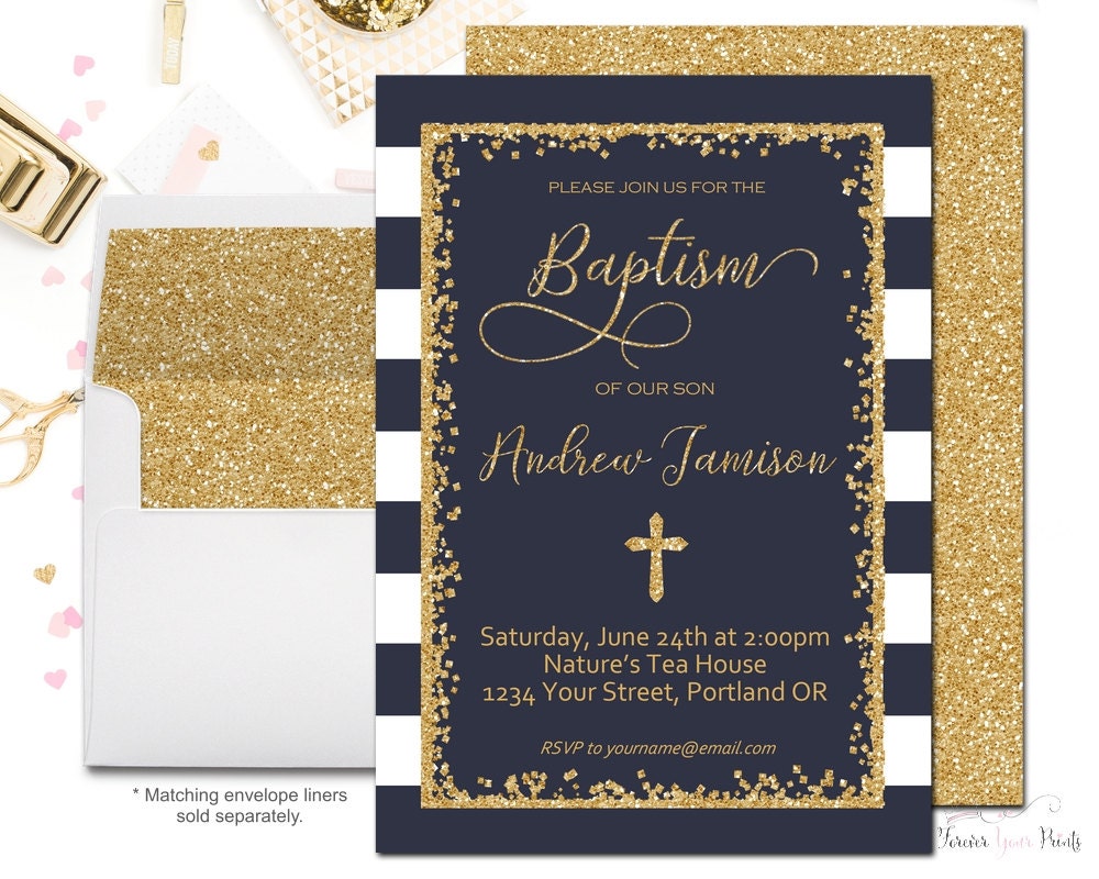 Gold Baptism Invitations 4